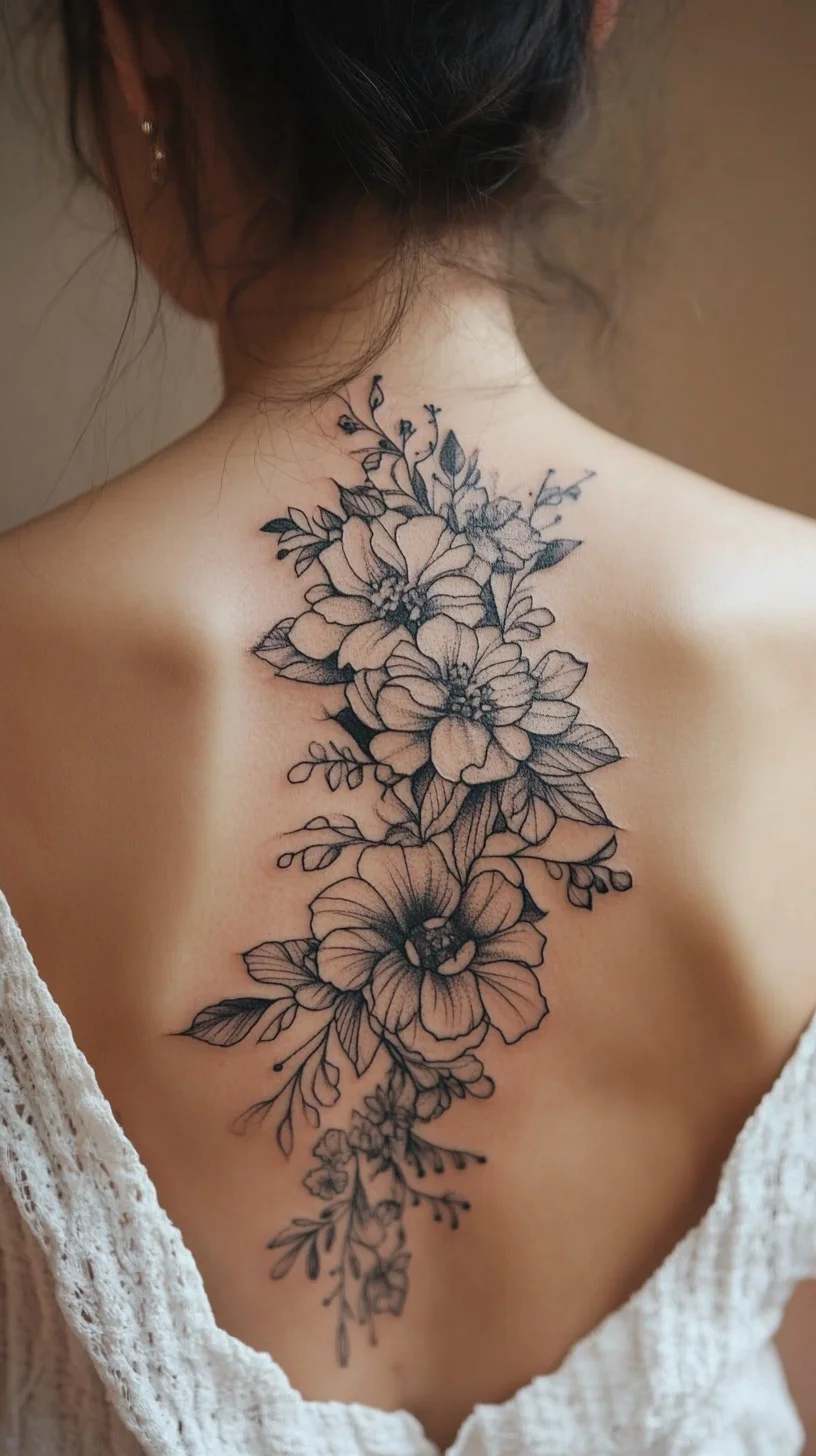 Embrace Elegance: The Stunning Floral Back Tattoo for a Touch of Whimsy