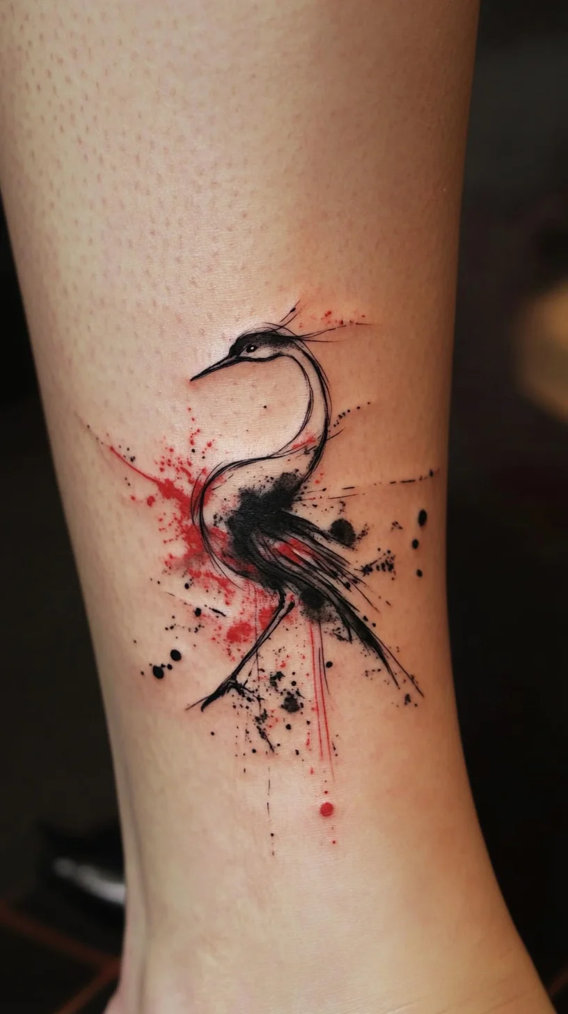 Embrace Elegance: The Stunning Minimalist Crane Tattoo Design