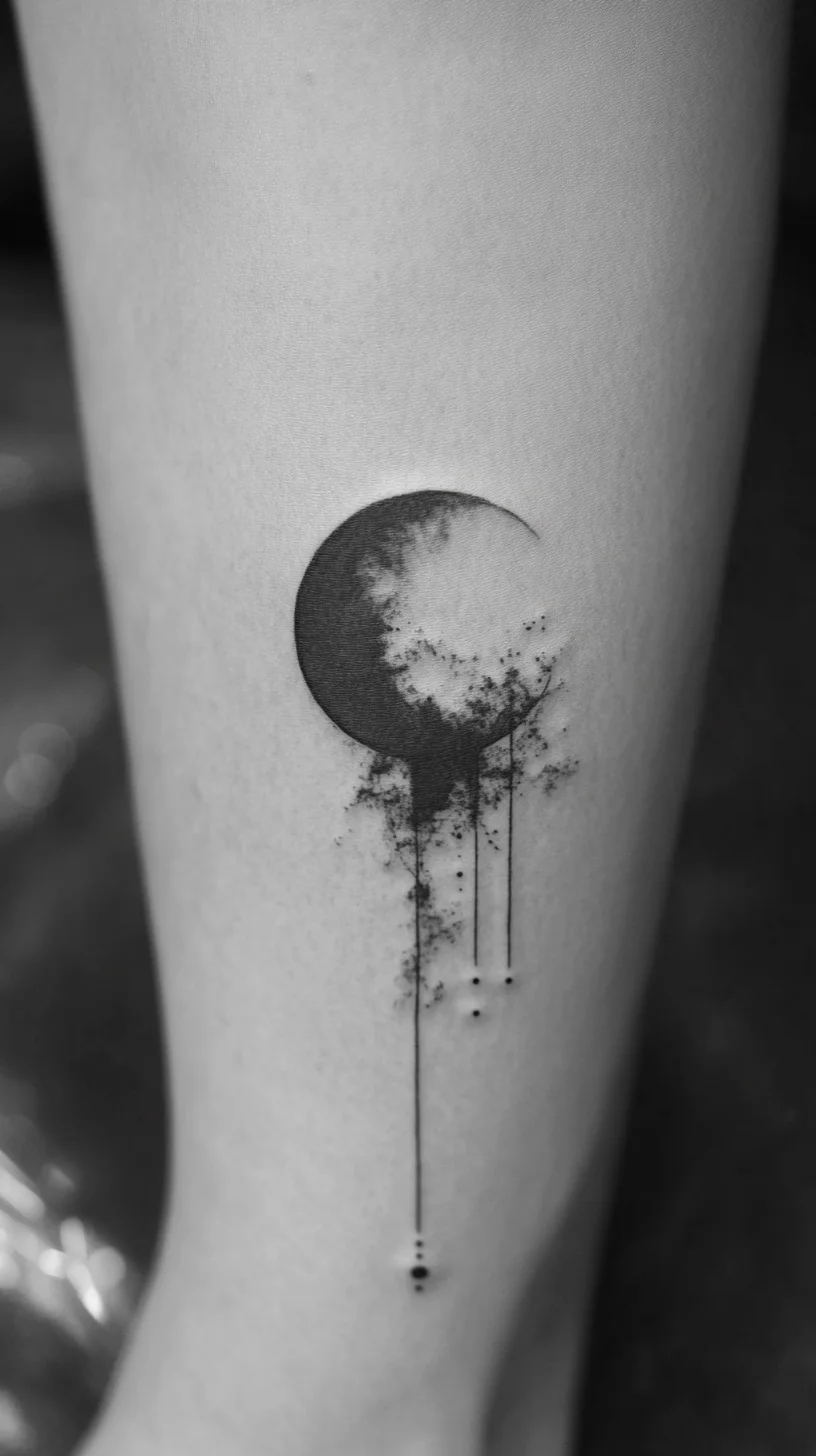 Embrace Elegance with this Dramatic Moon Phase Tattoo Design