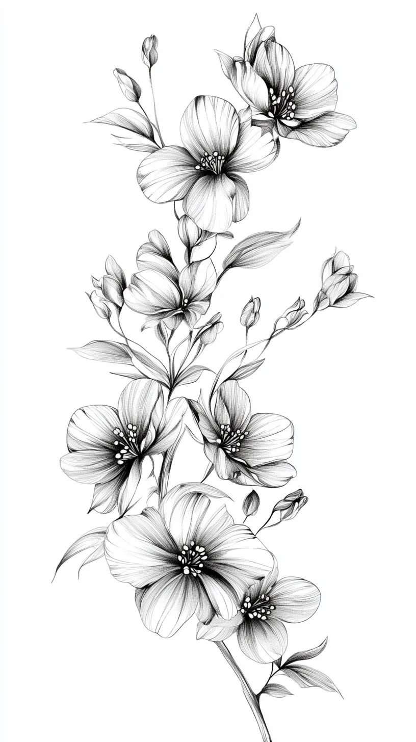 Embrace Elegance with Timeless Floral Line Art Tattoos