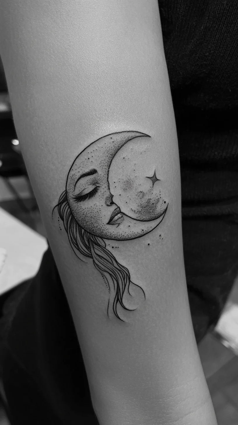 Embrace Enchantment: The Cosmic Moon Goddess Tattoo for Unique Souls