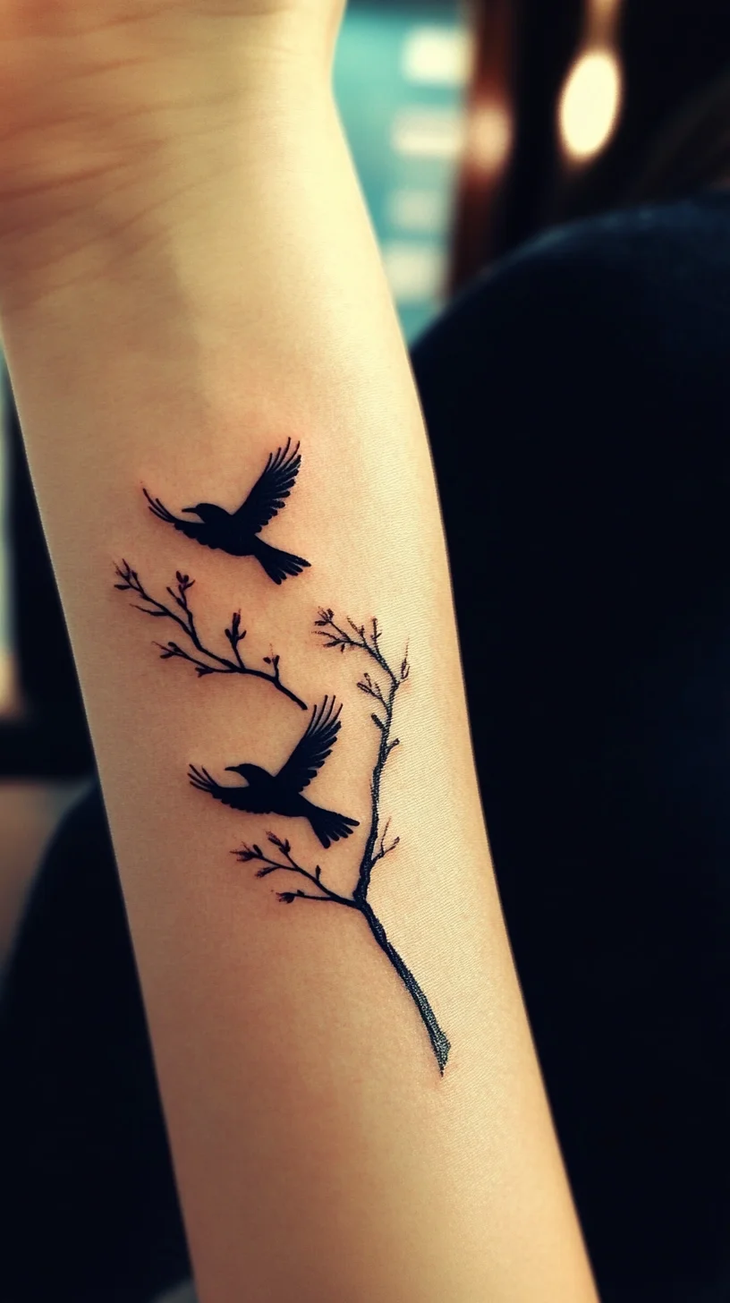 Embrace Freedom: Elegant Bird and Branch Tattoo for Nature Lovers