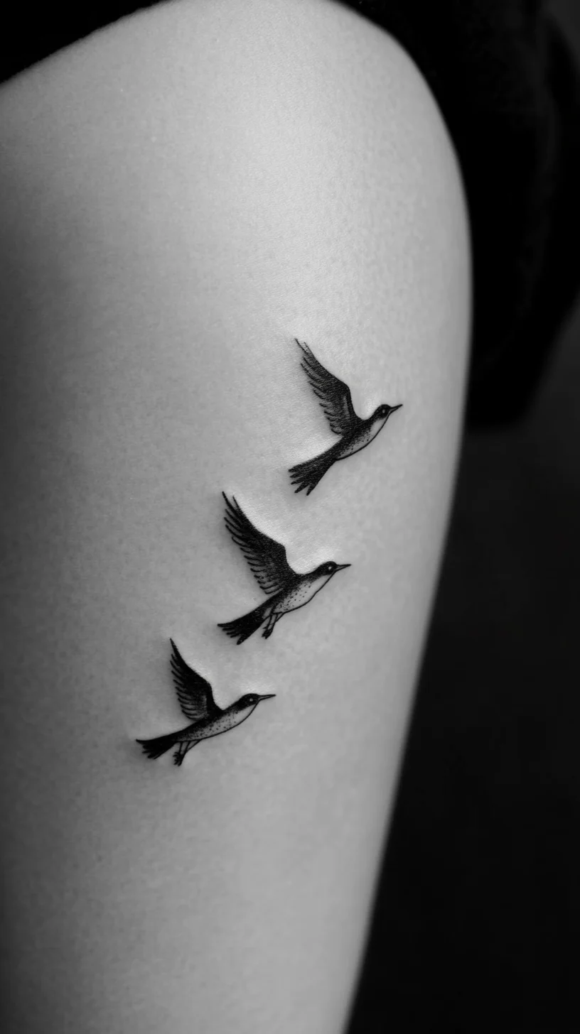 Embrace Freedom: Elegant Flying Birds Tattoo for Effortless Style