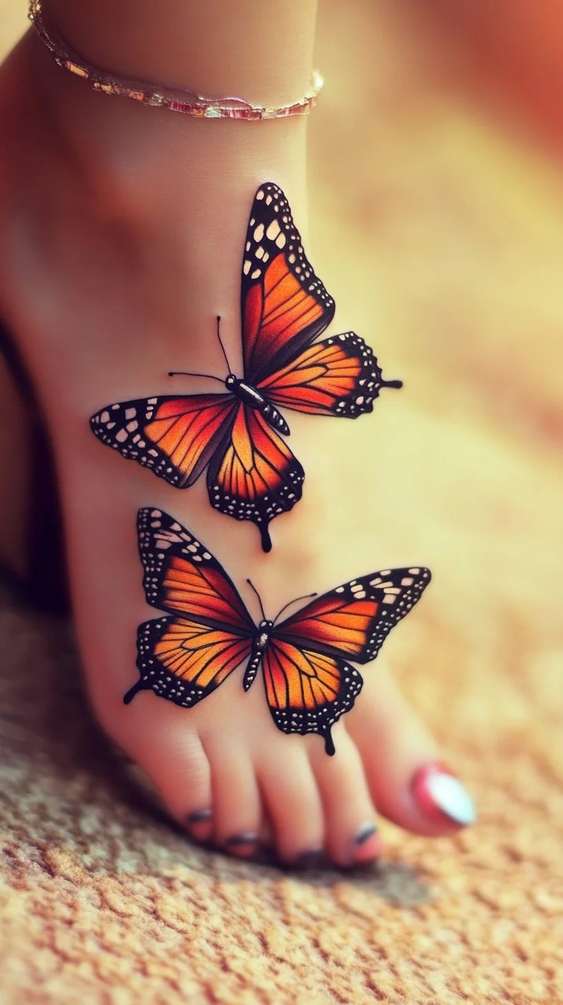 Embrace Freedom with Stunning Monarch Butterfly Foot Tattoos