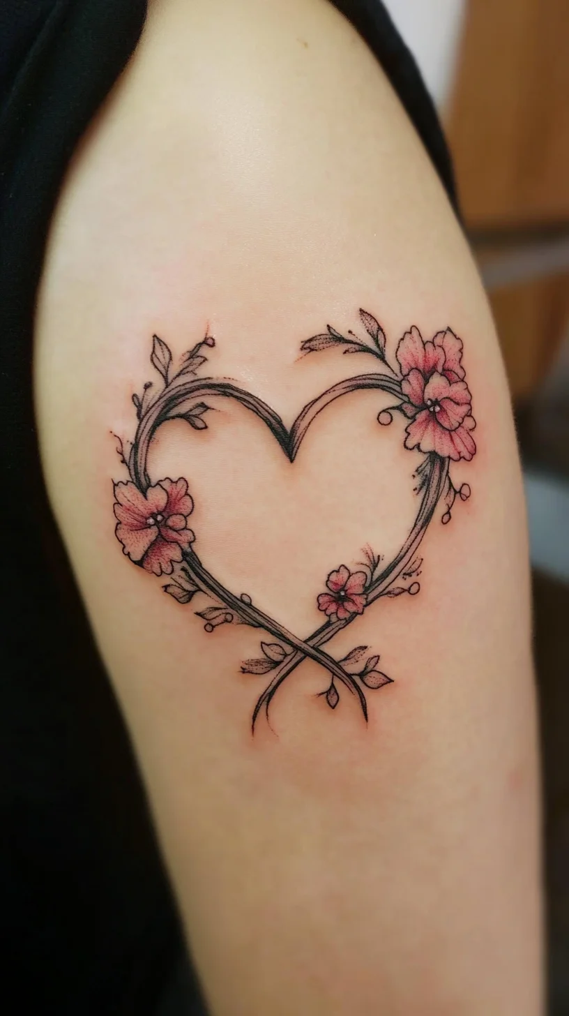 Embrace Love with This Elegant Floral Heart Tattoo Design