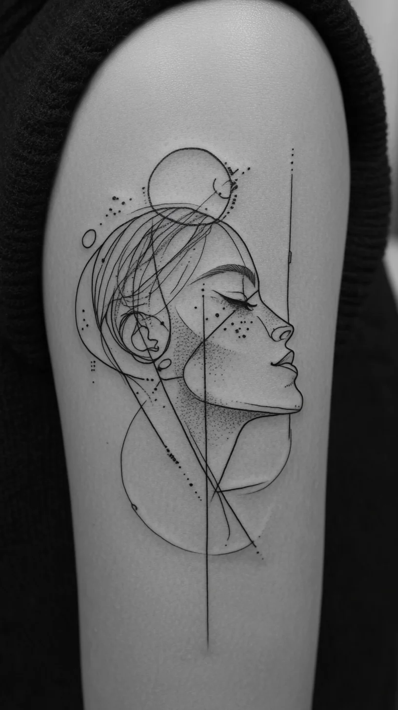 Embrace Minimalism: Captivating Abstract Line Art Tattoo for Modern Aesthetics