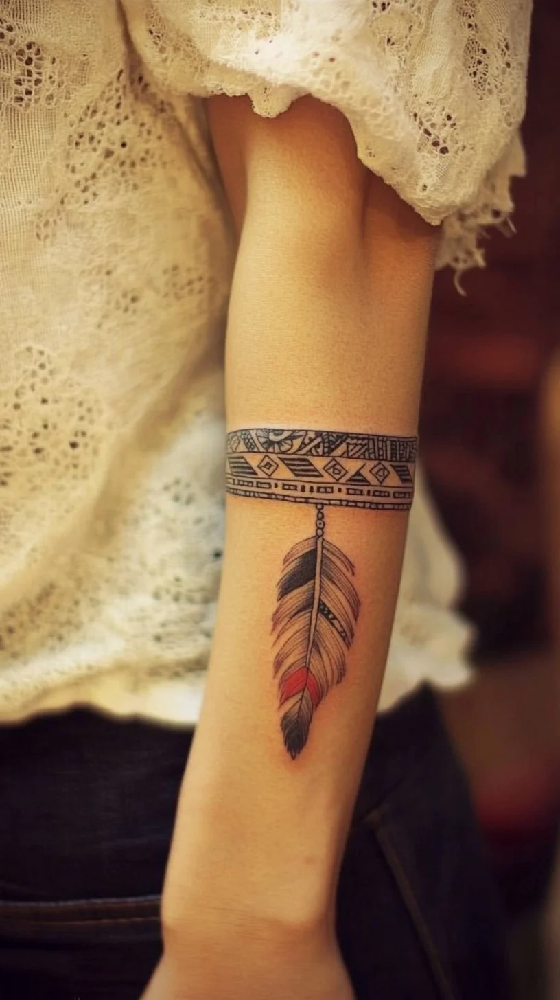 Embrace Nature: Captivating Feather Tattoo with Tribal Design