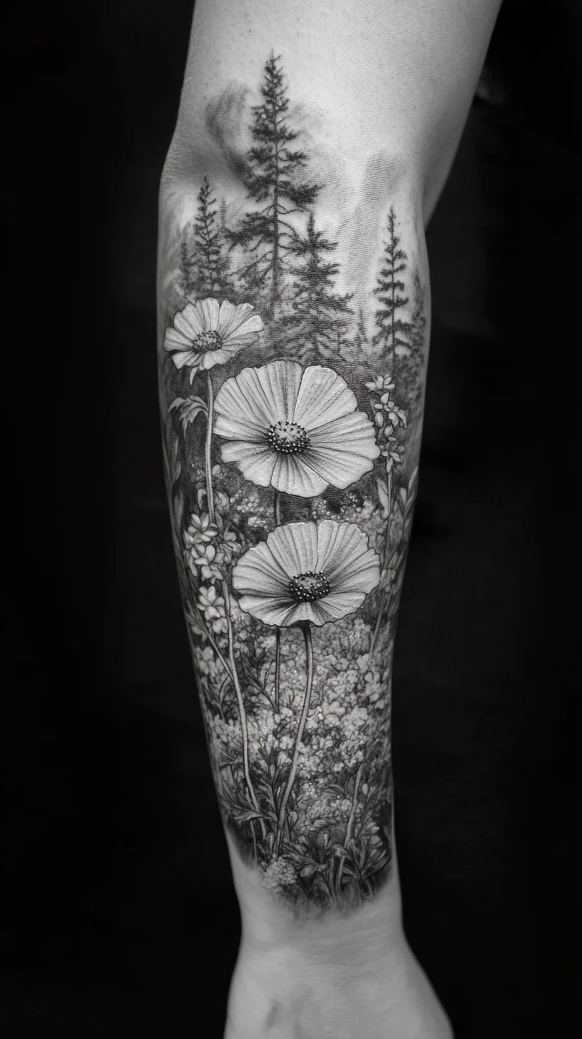 Embrace Nature: Stunning Black and Grey Floral Tattoos for a Timeless Look