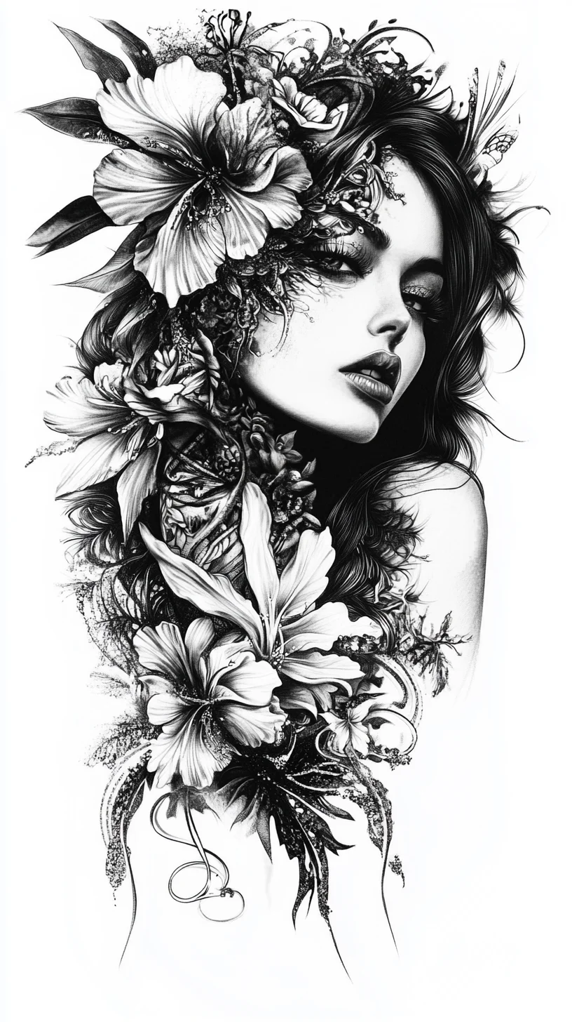 Embrace Nature: Stunning Floral-Inspired Hair and Tattoo Fusion