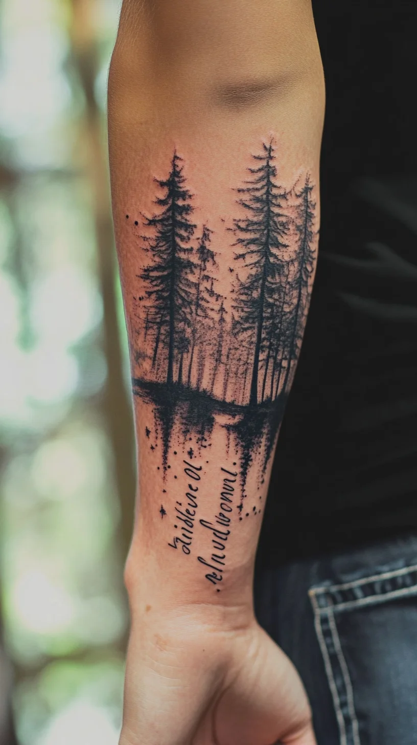 Embrace Nature: Stunning Forest Silhouette Tattoo for the Adventurous Spirit