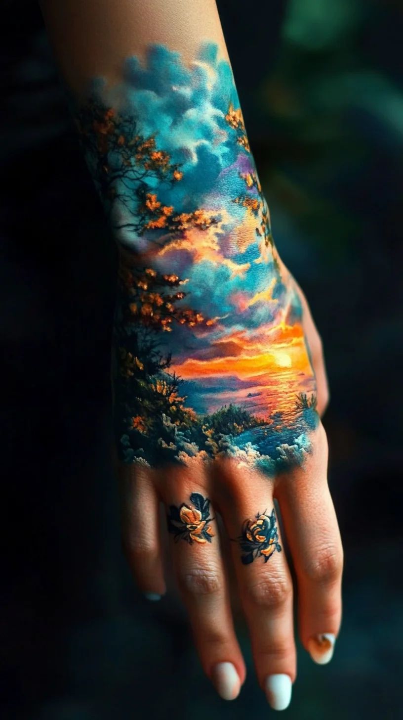 Embrace Nature: Stunning Landscape Tattoos That Transform Your Hand into Art