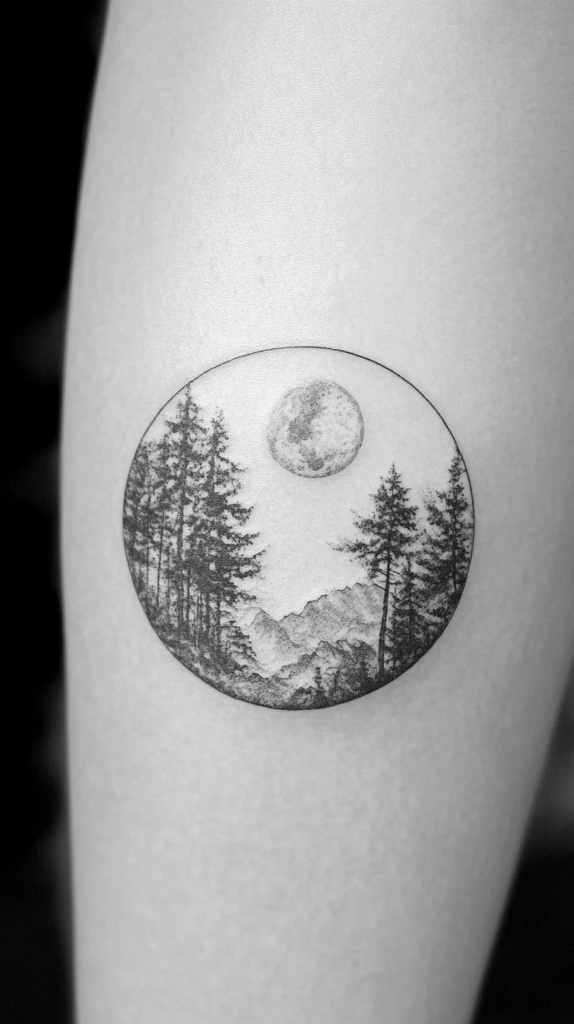 Embrace Nature: Stunning Mountain and Moon Tattoo for the Adventurous Spirit