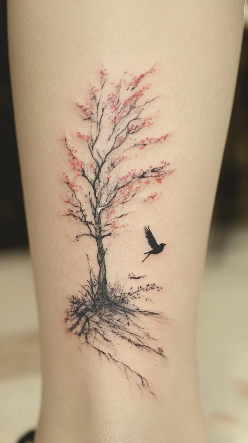 Embrace Nature: Stunning Tree and Bird Tattoo for the Free-Spirited