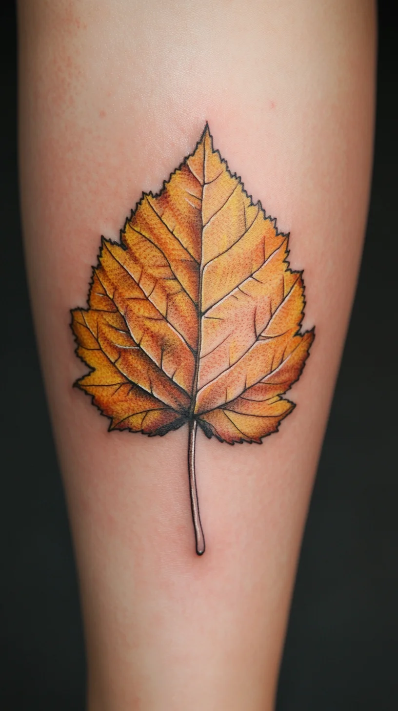 Embrace Nature: Stunning Vibrant Leaf Tattoo for Autumn Aesthetics