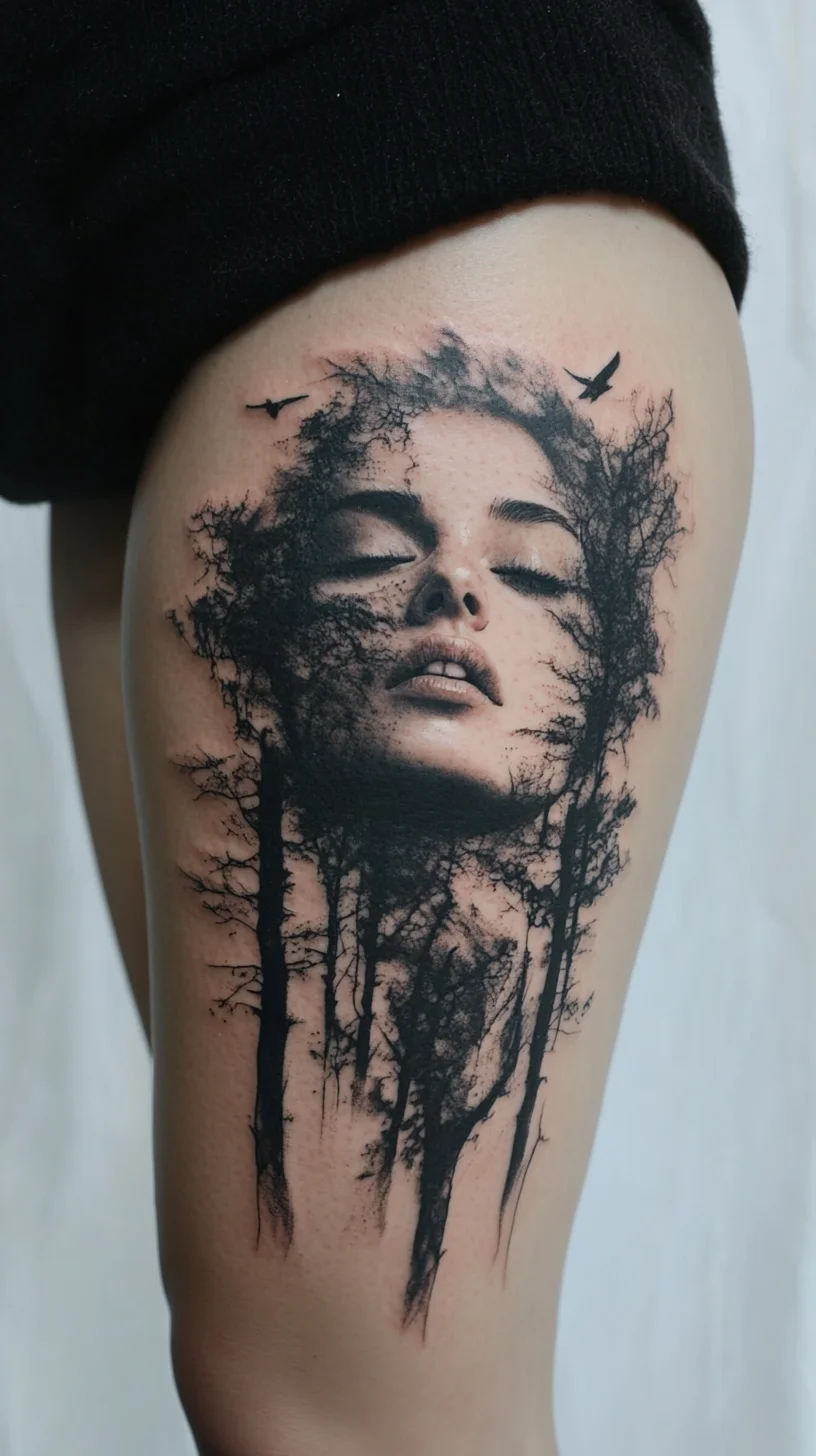 Embrace Nature: The Ethereal Forest-Woman Tattoo That Speaks to Your Soul