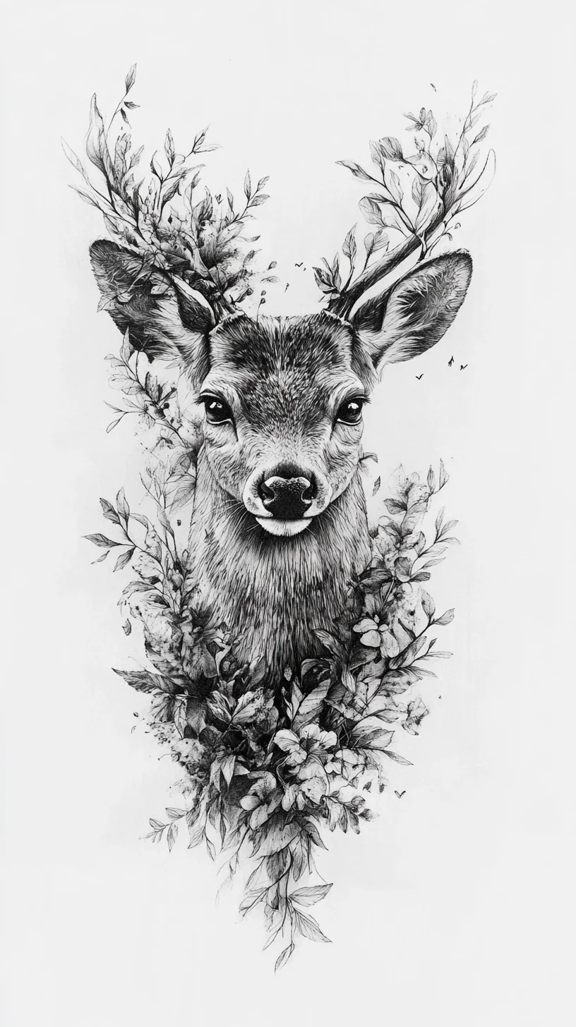 Embrace Nature: The Majestic Floral Deer Tattoo for a Wildly Elegant Look