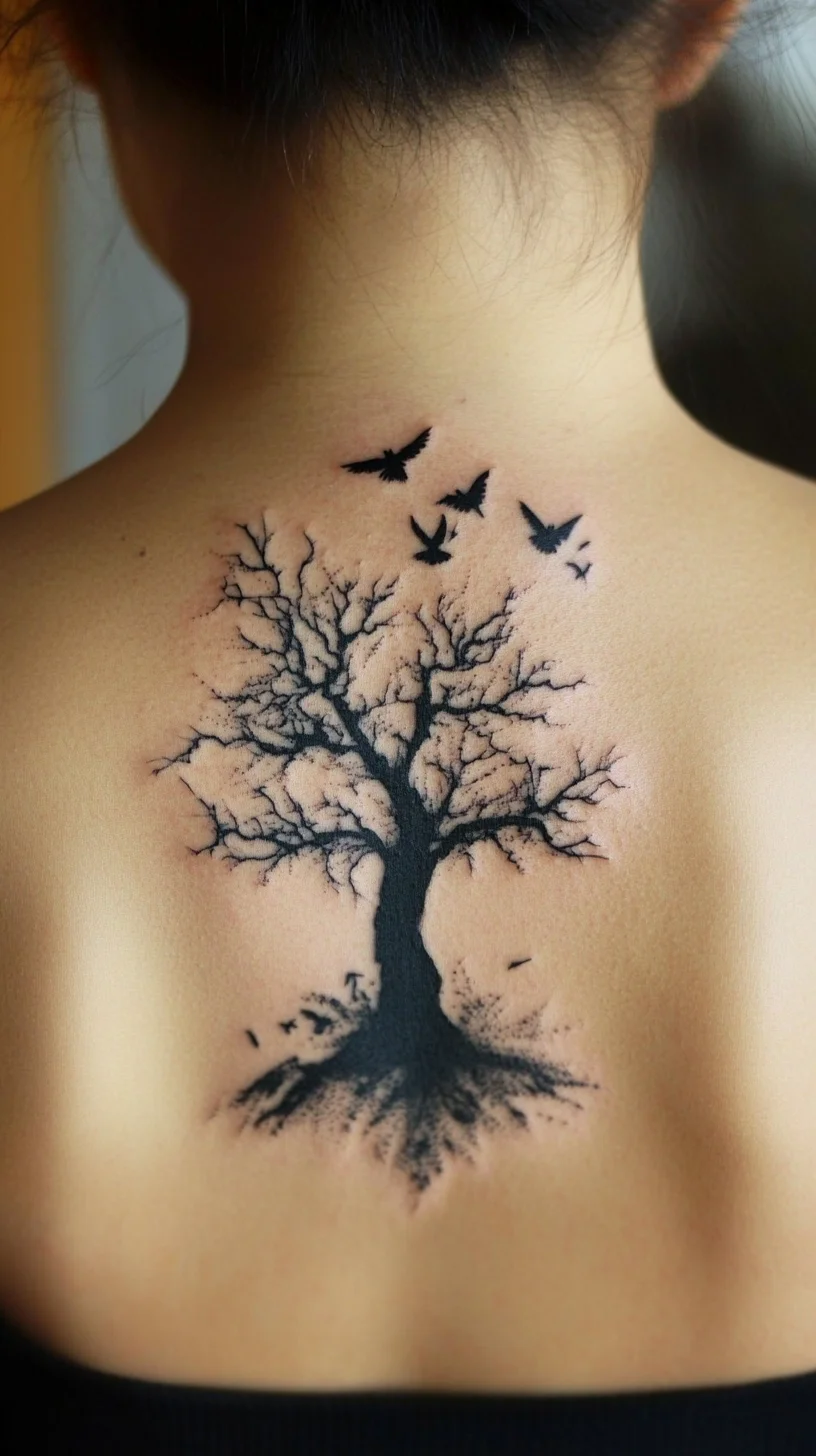 Embrace Nature with a Stunning Tree and Bird Tattoo Design