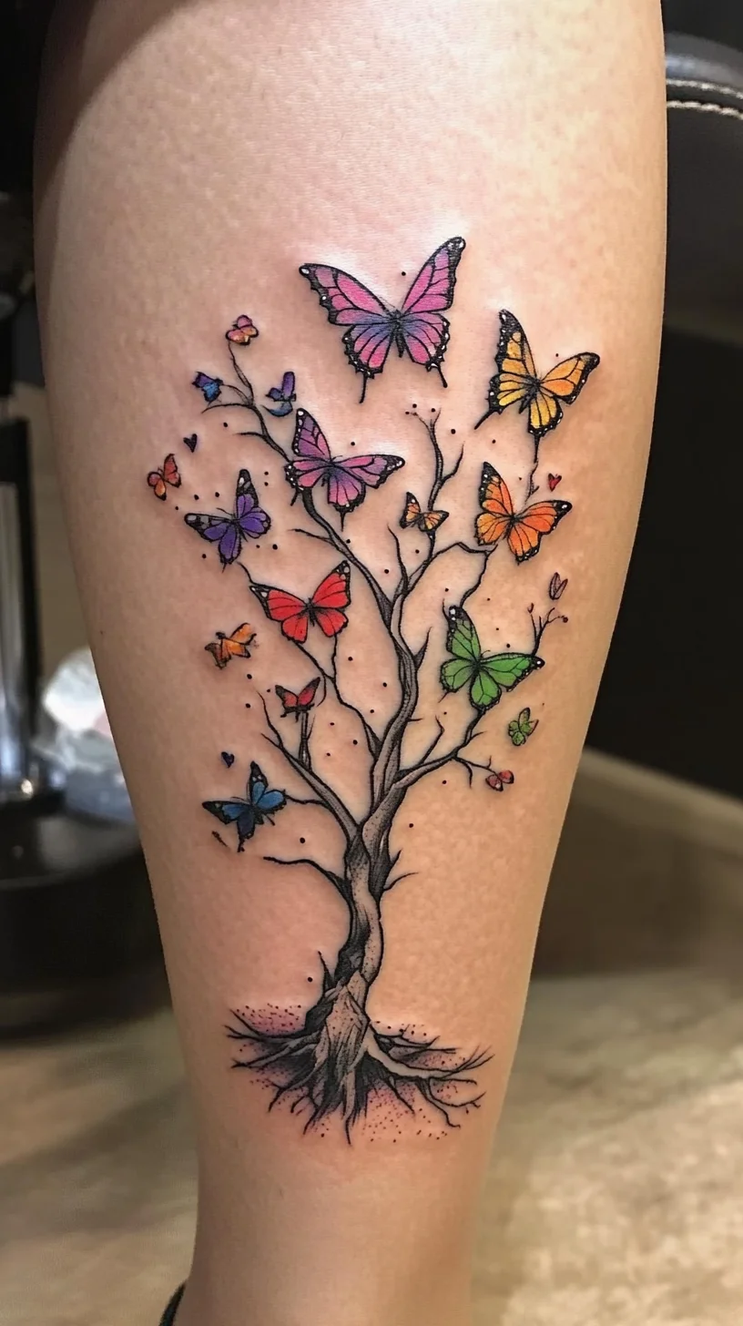 Embrace Nature's Beauty: A Whimsical Butterfly Tree Tattoo Design