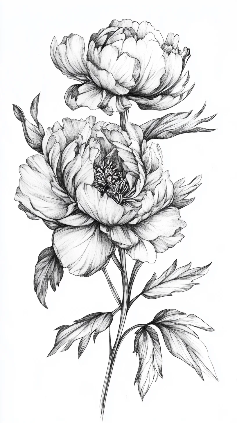 Embrace Nature's Beauty: Stunning Peony Tattoo Design for Floral Enthusiasts