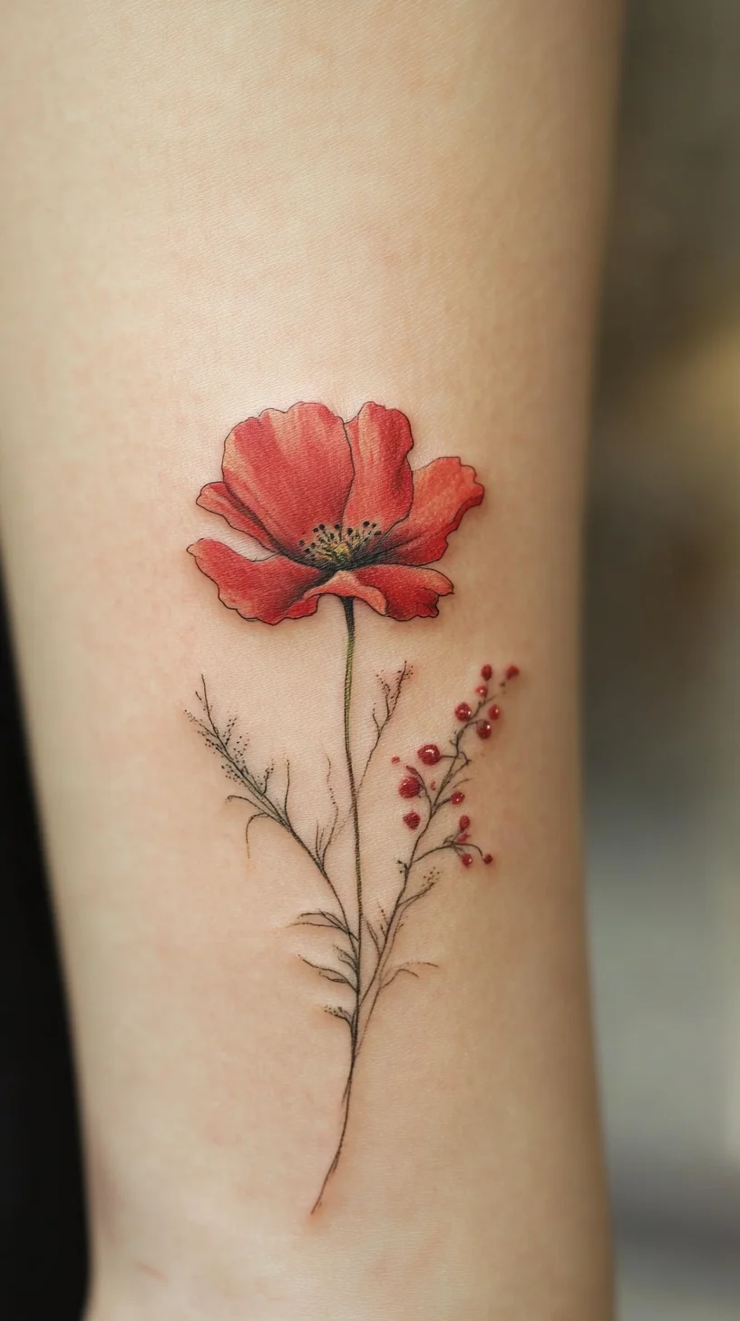 Embrace Nature's Beauty: Stunning Red Flower Tattoo for Effortless Elegance