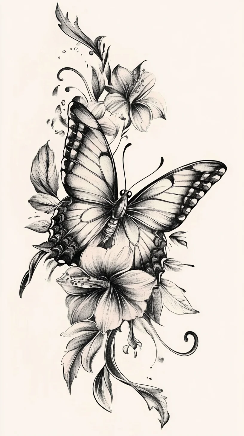 Embrace Nature's Beauty with Exquisite Butterfly and Floral Tattoo Designs