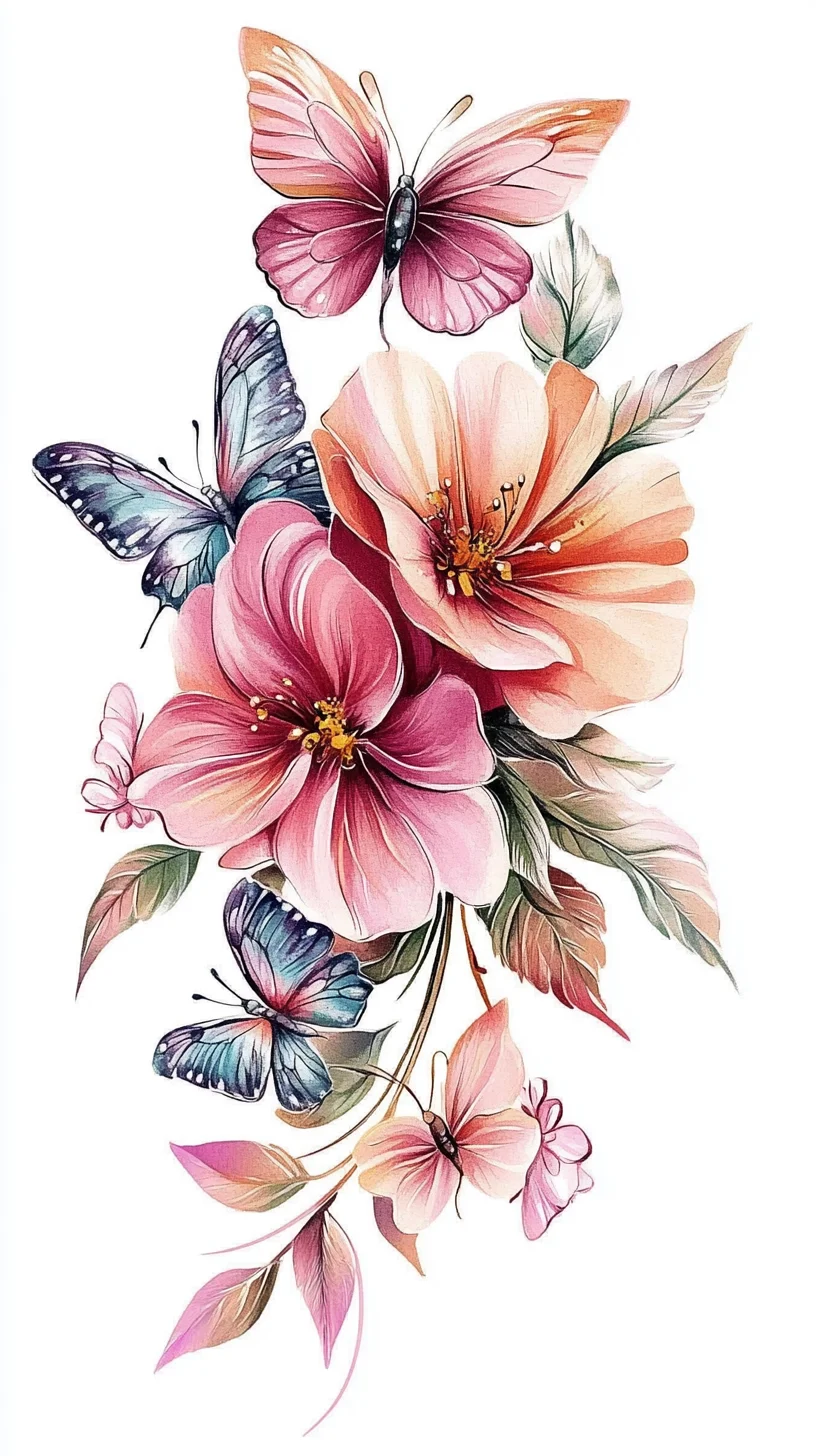 Embrace Nature's Elegance: Stunning Floral and Butterfly Tattoo Designs