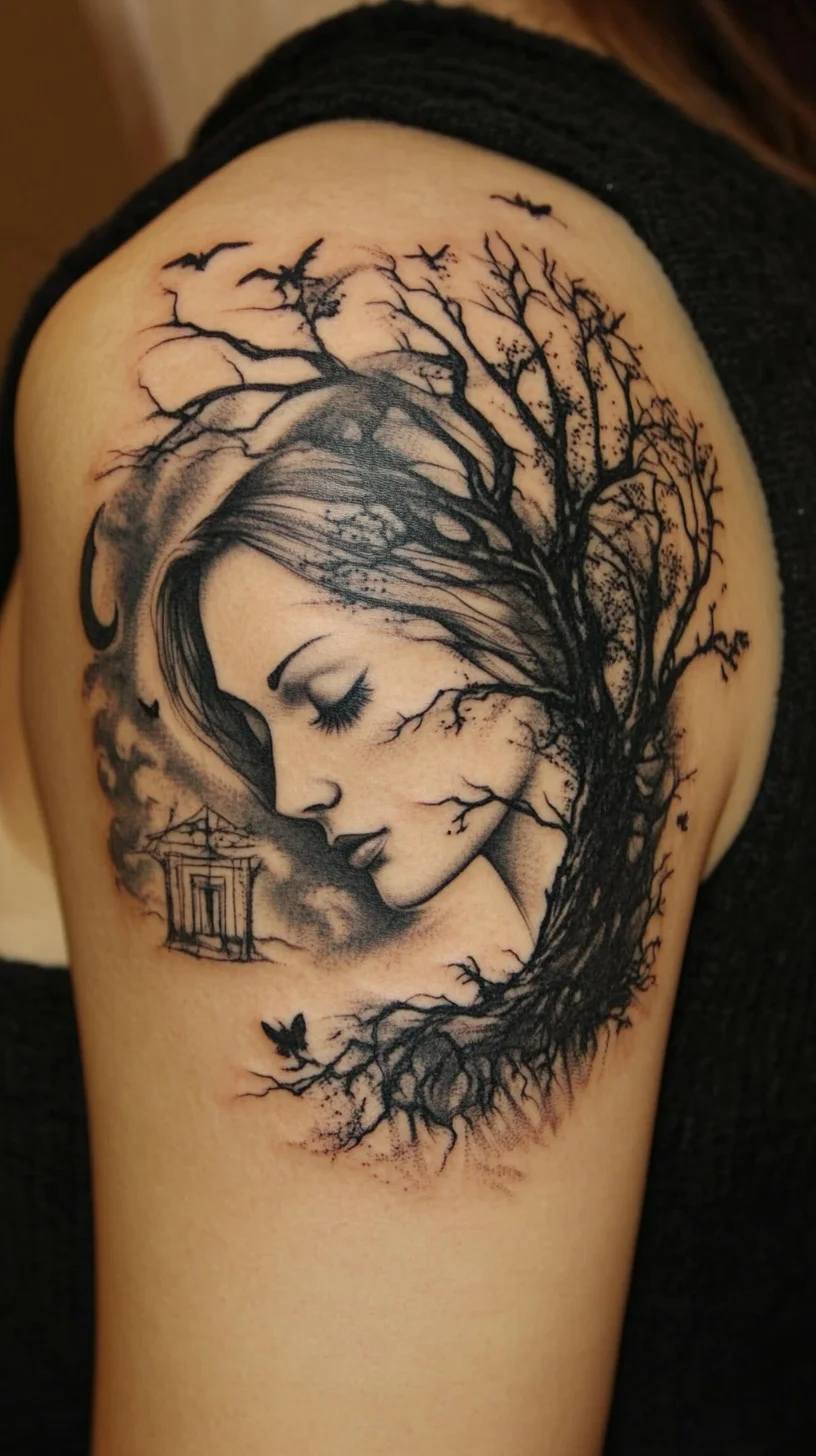 Embrace Nature's Elegance: The Enchanting Tree-Infused Portrait Tattoo