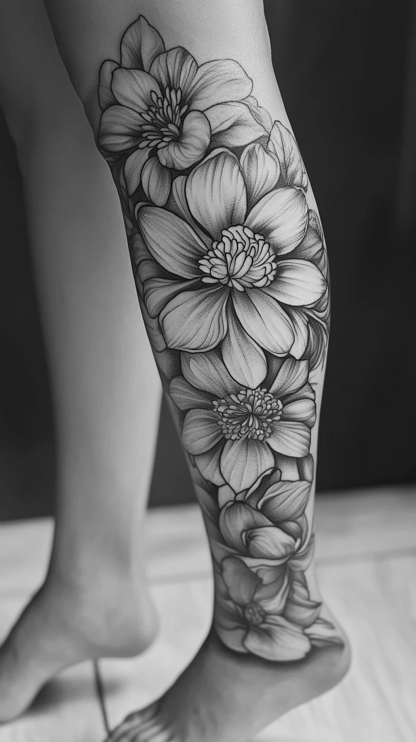 Embrace Nature’s Elegance with Stunning Floral Leg Tattoos