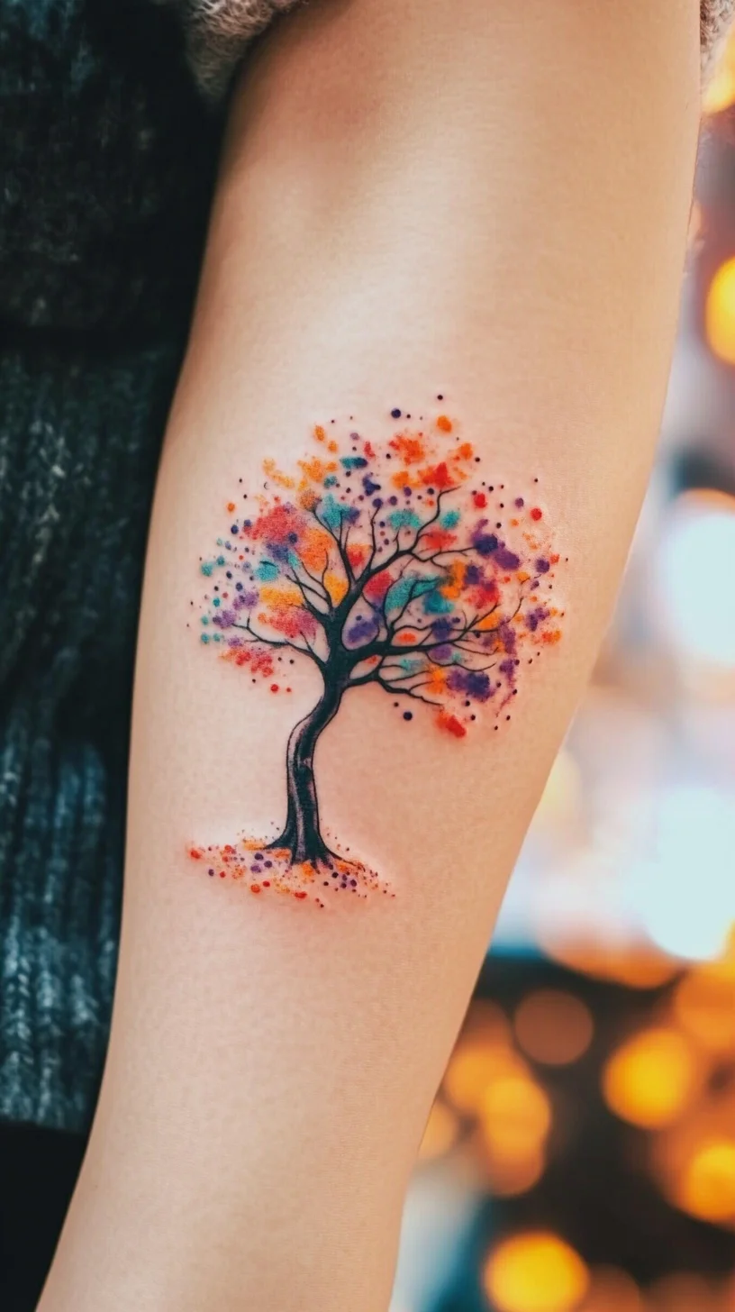 Embrace Nature's Palette with a Vibrant Watercolor Tree Tattoo