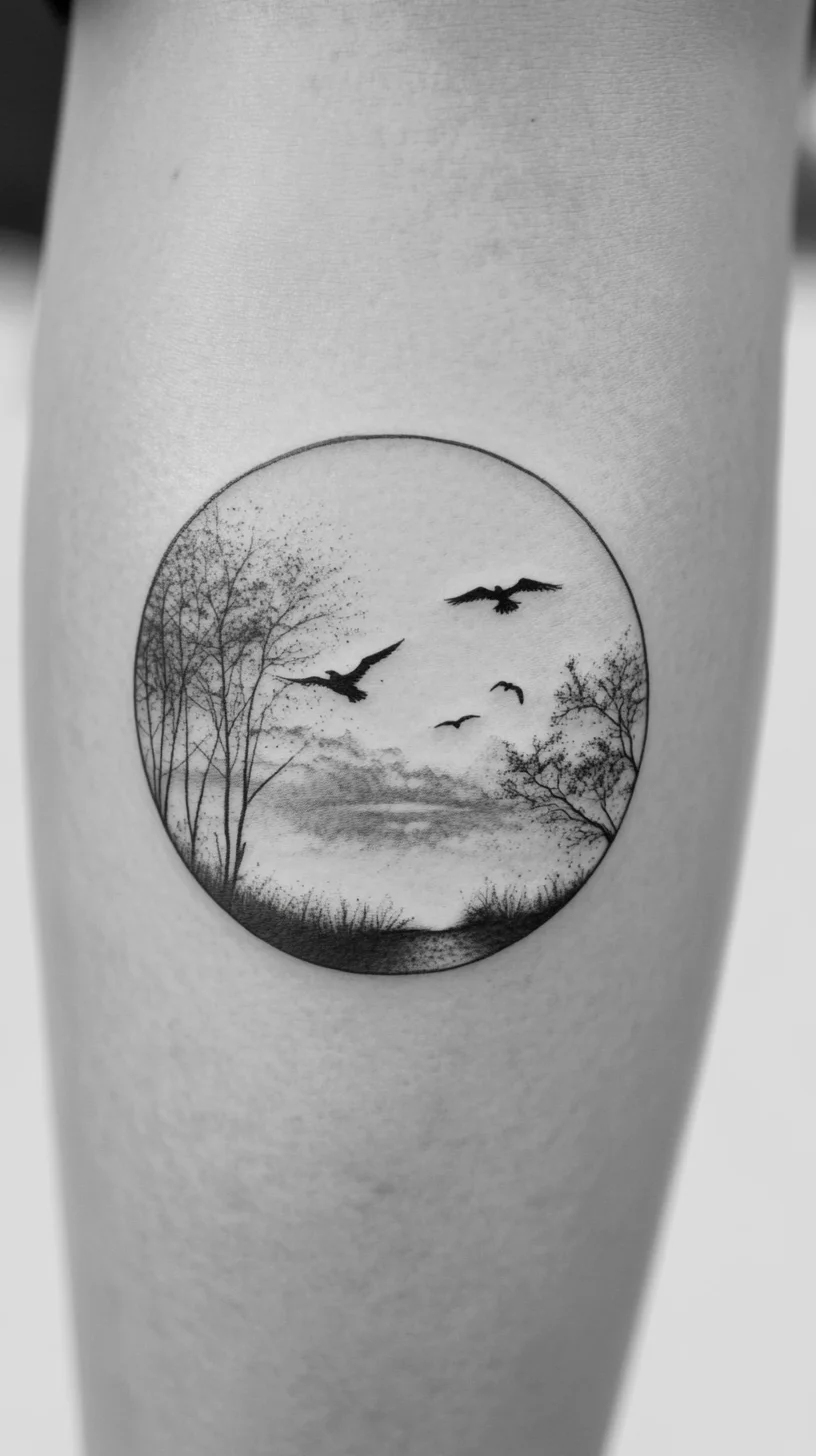 Embrace Nature’s Serenity with this Stunning Bird Silhouette Tattoo