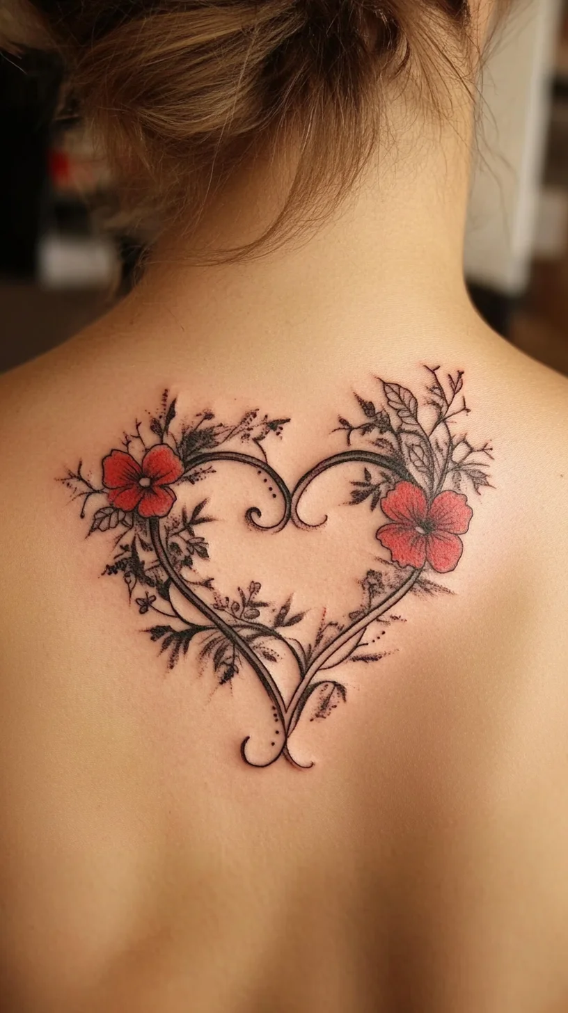 Embrace Romance: Exquisite Heart and Floral Tattoo for Lasting Elegance