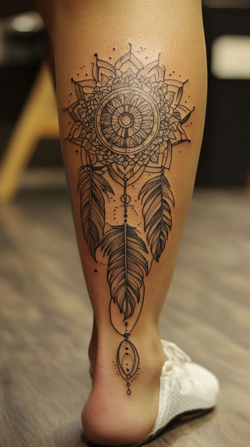 Embrace Serenity: Stunning Mandala and Feather Tattoo for Timeless Elegance