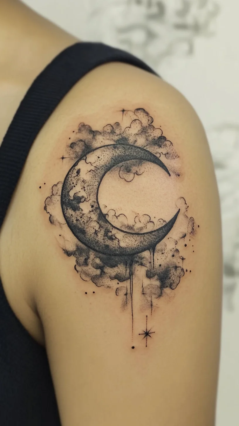 Embrace the Celestial Vibe with This Dreamy Moon and Cloud Tattoo