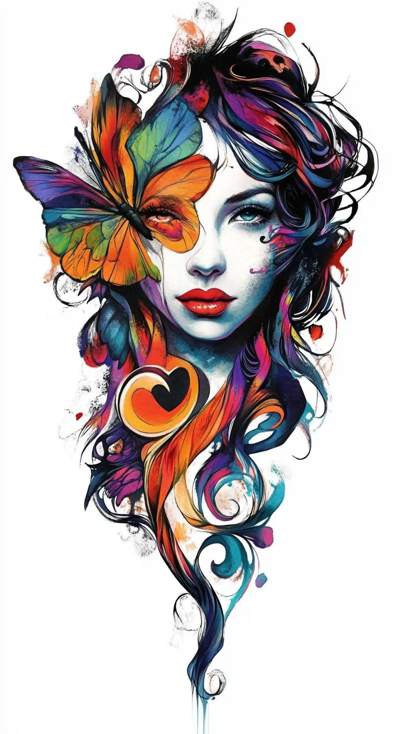 Embrace Your Inner Artistry with Colorful Butterfly Tattoos and Vibrant Hair