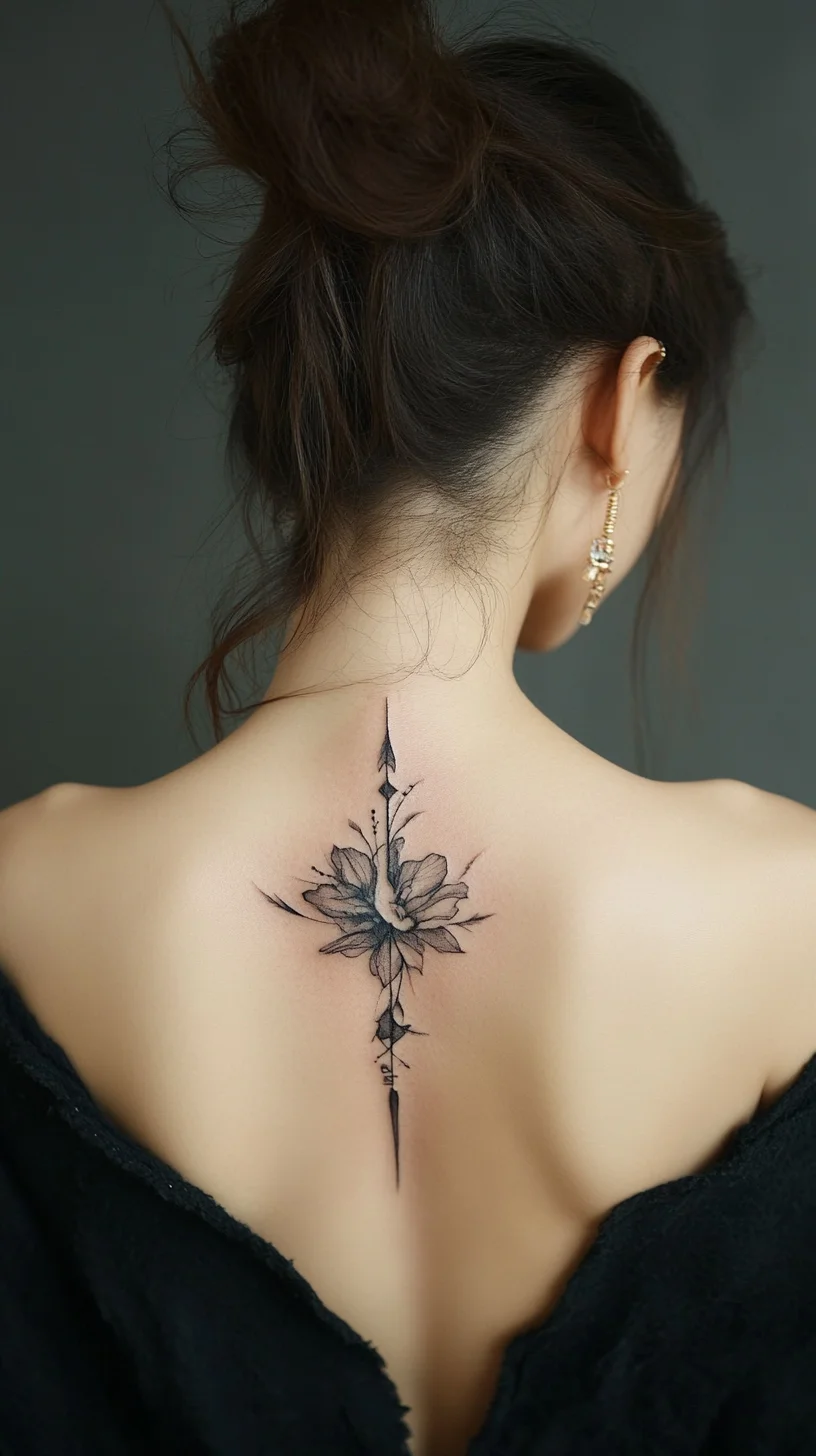 Embrace Your Inner Wanderer: Stunning Compass-Inspired Floral Tattoo Design