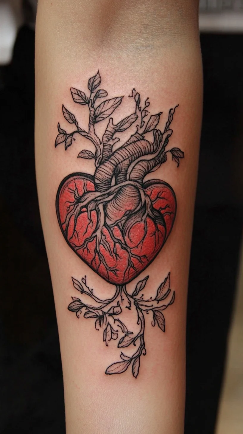 Embrace Your Passion with This Stunning Heart and Tree Tattoo Design