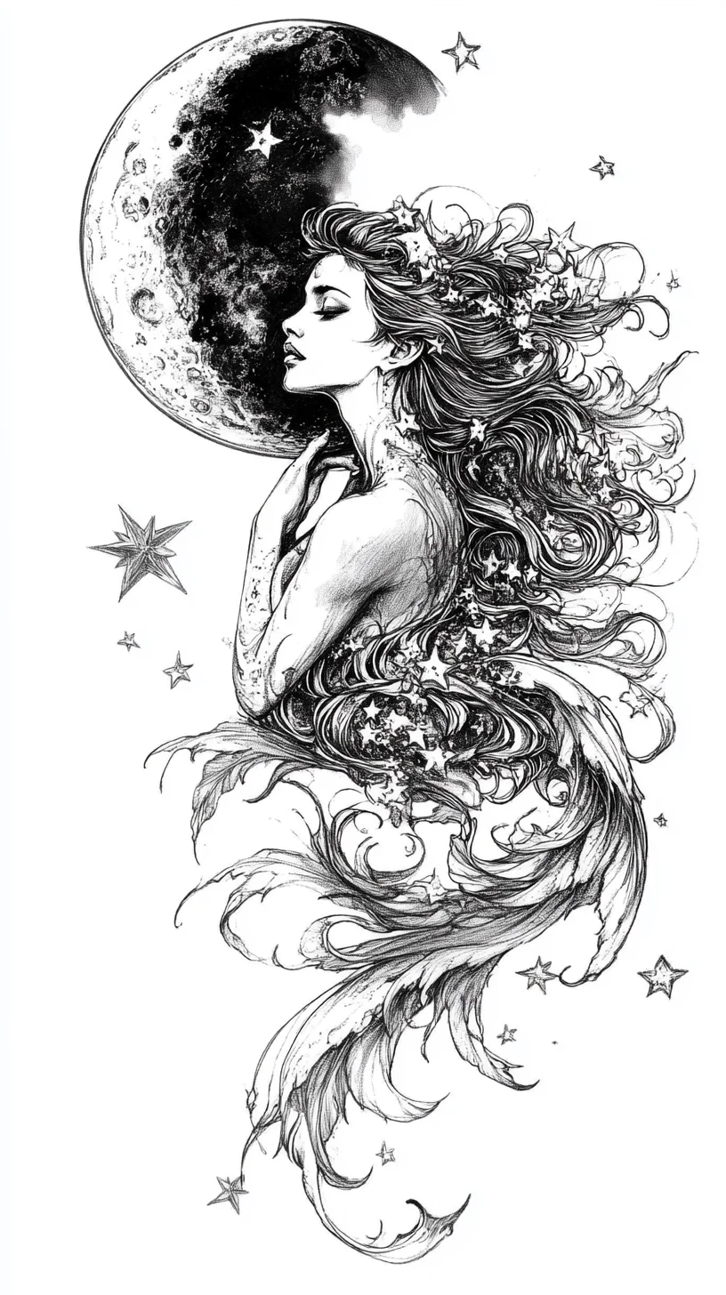 Enchanting Celestial Beauty: Hair and Tattoo Trends Inspired by the Moon and Stars