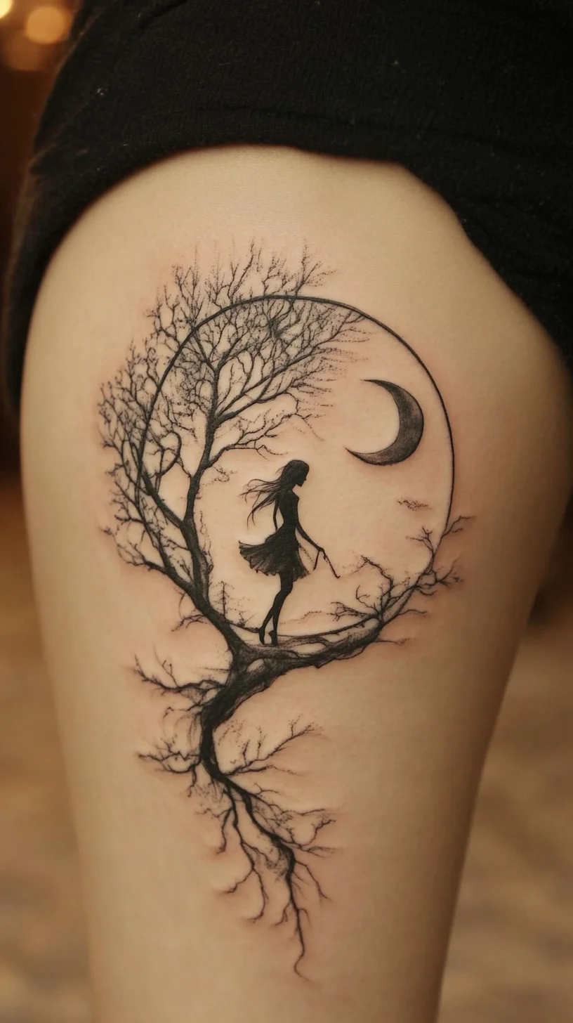 Enchanting Ink: A Silhouetted Dream of Nature and Whimsy