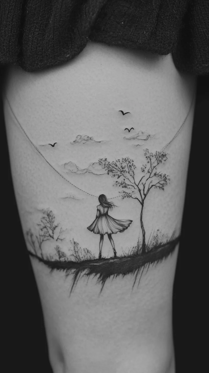 Enchanting Landscape: A Dreamy Silhouette Tattoo That Tells a Story