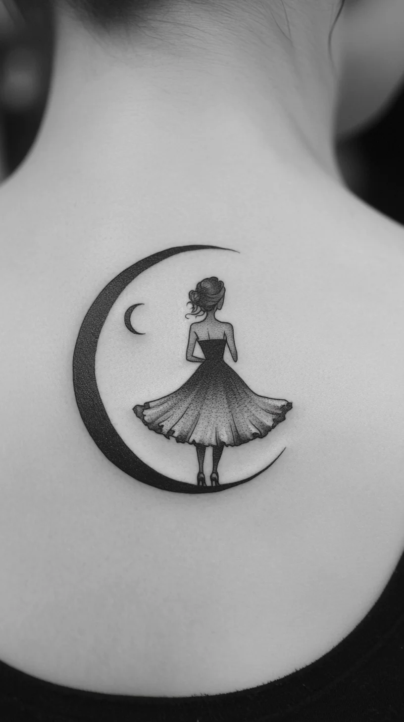 Enchanting Moonlit Elegance: A Stunning Tattoo That Speaks Volumes