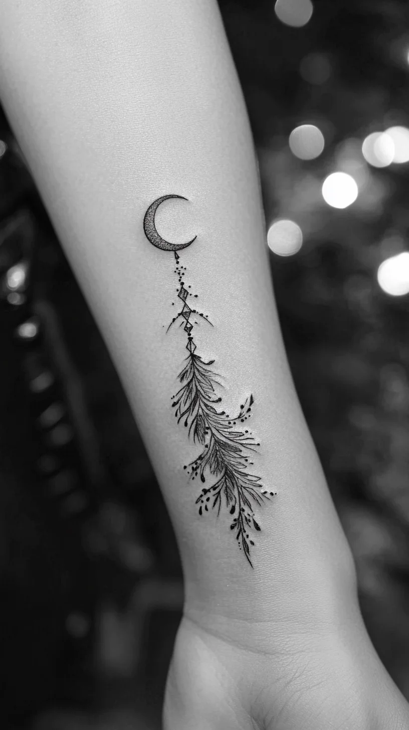 Enchanting Moonlit Floral Tattoo: A Touch of Nature and Mystique