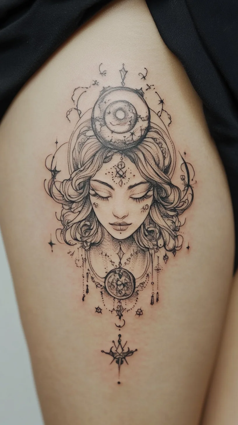 Ethereal Goddess Ink: Embrace Mystique with Enchanting Illustrative Tattoos