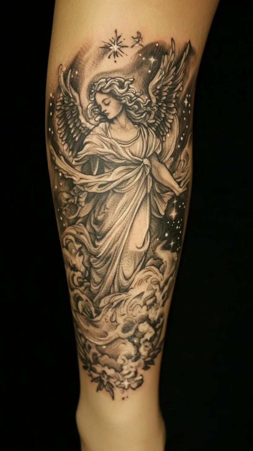 Ethereal Guardian: A Stunning Angel Tattoo That Inspires and Transports