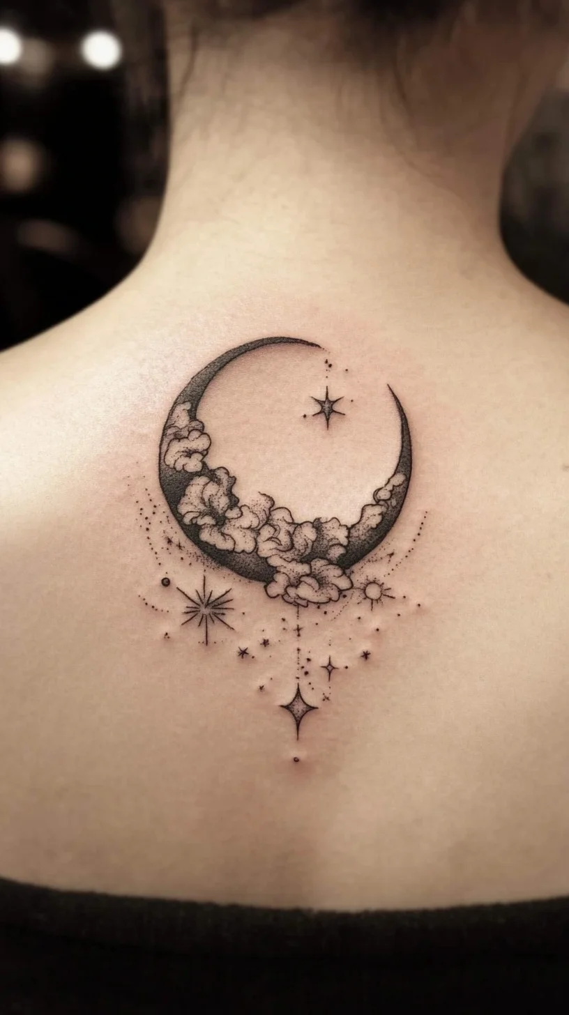 Ethereal Moonlit Tattoo: A Stunning Blend of Whimsy and Cosmic Charm