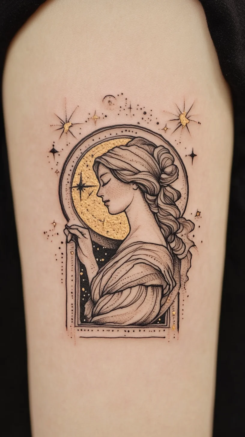 Ethereal Women’s Portrait Tattoo: Embrace Timeless Elegance and Celestial Charm