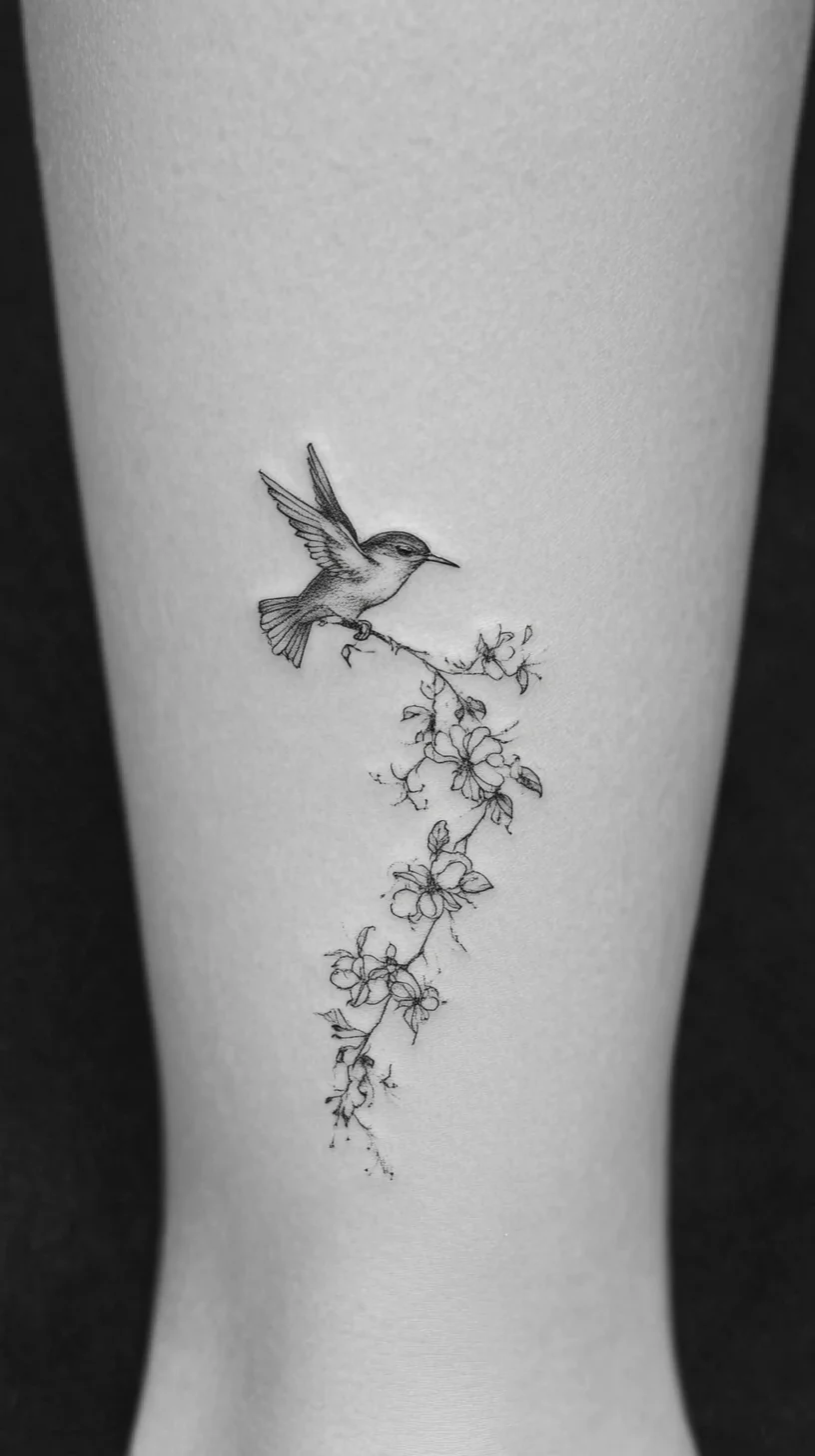 Graceful Bird and Blossom Tattoo: A Touch of Nature on Your Skin