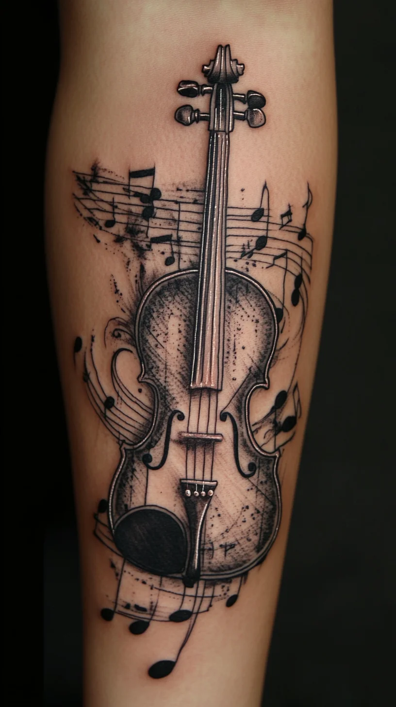 Harmonious Ink: The Elegant Violin Tattoo Design for Music Lovers