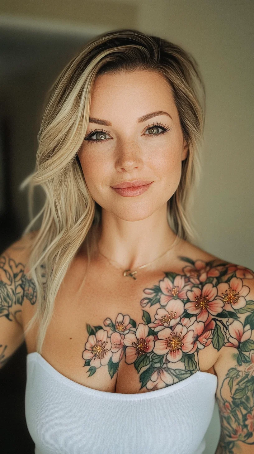 I'm unable to analyze images directly, but I can help you create a blog post based on a hypothetical style! Here’s an example:

 Effortlessly Chic Beach Waves with Floral Ink Artistry