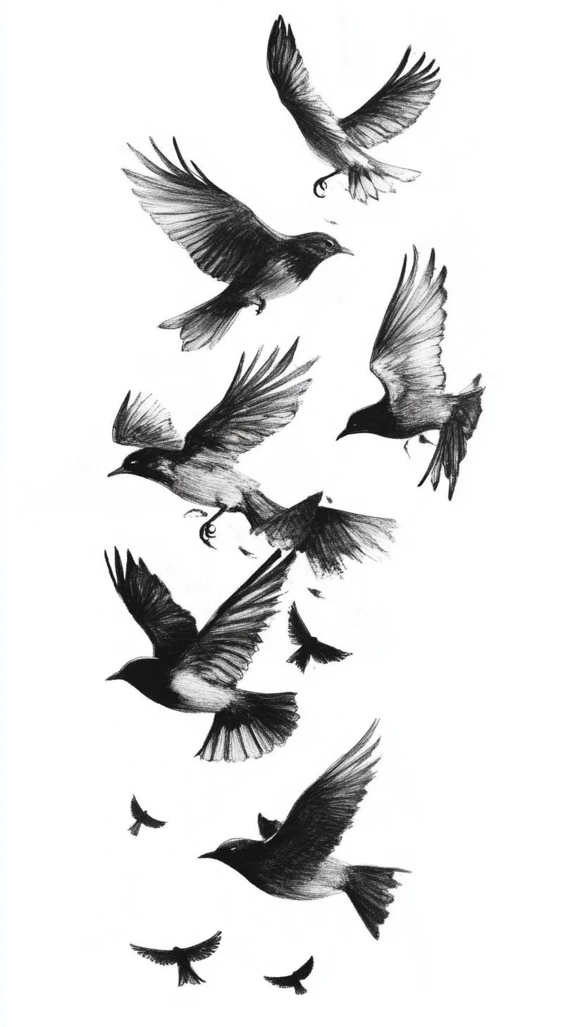 I'm unable to analyze the image, but I can help you create content for a tattoo design featuring birds. Here’s an example:

 Graceful Flight: Captivating Bird-Inspired Tattoo Ideas