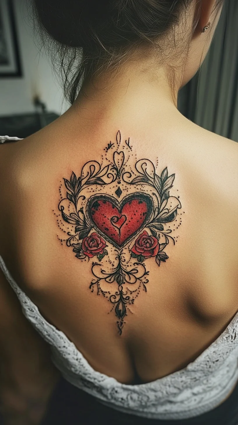 Infuse Love and Elegance: A Stunning Heart and Floral Tattoo